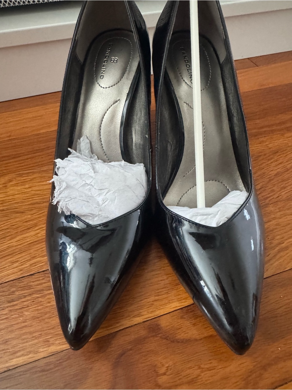 Bandolino Black Patent Leather Pointed Toe Stiletto Pumps (Size 9M)